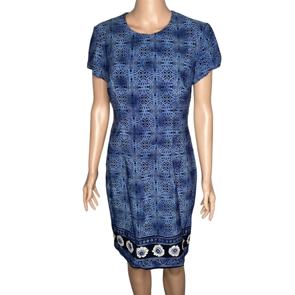 Vintage Sherri Martin Petites Dress Size 10 Blue black Knee Length Lightweight